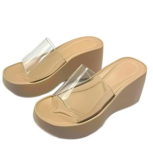 Sandalias de Plataforma para Mujer, Estilo Hada, para Exteriores, para Pies Anchos y Gordos, de PVC Transparente Blanco, con Tacón que Aumenta la Altura - Product Image 5