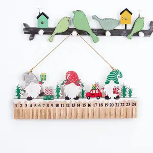 Dekorasi dinding Natal kalender kedatangan gantungan kayu Elf Natal hitung mundur