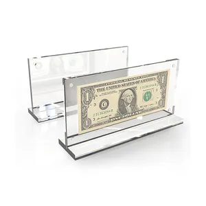 Custom Clear Acrylic Frame Currency Frame Display Stand Banknote Holder For Protector Banknotes and Stamp Collecting Supplies