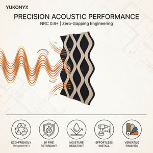 Système de grille linéaire en MDF sur mesure, panneau mural acoustique ignifuge B2, <span class=keywords><strong>d</strong></span>écoration moderne pour salon, hôtel de luxe, hall <span class=keywords><strong>d</strong></span>'entrée - Product Image 4