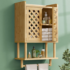 Gabinete <span class=keywords><strong>de</strong></span> pared <span class=keywords><strong>de</strong></span> bambú moderno con toallero, organizador <span class=keywords><strong>de</strong></span> almacenamiento <span class=keywords><strong>de</strong></span> <span class=keywords><strong>baño</strong></span> <span class=keywords><strong>para</strong></span> <span class=keywords><strong>toallas</strong></span> <span class=keywords><strong>de</strong></span> <span class=keywords><strong>baño</strong></span> y artículos <span class=keywords><strong>de</strong></span> tocador - Product Image 5