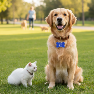 Placa de Identificación para Mascotas con Diseño de Hueso Azul Grande y Huella de Pata para Perros y Gatos - Product Image 3