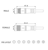 Connecteur M12 étanche personnalisé 4, 5, 12 broches mâle/femelle blindé IP67 circulaire à verrouillage par vis surmoulé pour câble de capteur – Direct Usine