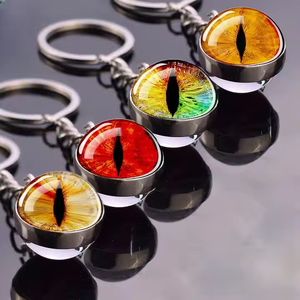 Porte-clés <span class=keywords><strong>photo</strong></span> numérique œil de chat lumineux avec logo personnalisé, pendentif boule de verre à <span class=keywords><strong>pupille</strong></span> colorée, en alliage métallique, cadeau personnalisable pour chat - Product Image 4