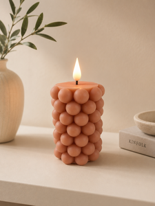Vela LED sin llama con forma de uva burbuja, vela electrónica parpadeante con forma de cubo 3D, pirámide o columna, para decoración del hogar. - Product Image 3