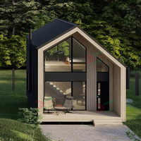 Casa Triangular de Madera Prefabricada Tipo Cabaña con Estructura en A con Cocina y Baño