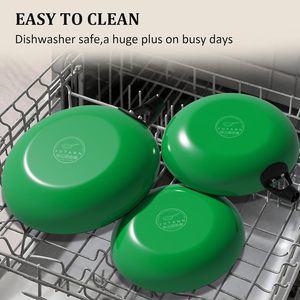 Juego de Sartenes Antiadherentes de 8 a <span class=keywords><strong>12</strong></span> Pulgadas, Hierro Fundido Precurado, Mango de Madera de Acacia, Apto para Horno, 7.5 Cuartos, Apto para Lavavajillas, Libre de PFAS/PFOA - Product Image 6