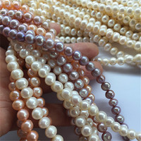 Perles d'eau douce naturelles certifiées NGTC, haute brillance, 5-10 mm, blanches/roses/violettes, en brins pour R.GEM. Fabrication de bijoux