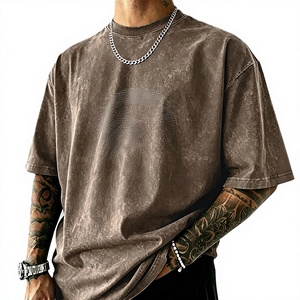 T-shirt en coton lavé surdimensionné pour homme, manches courtes, motif à pois, style streetwear, col rond, coupe classique - Product Image 1