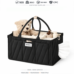 Organizador de Pañales Acolchado, Cesta de Almacenamiento de Gran Capacidad con Asa <span class=keywords><strong>para</strong></span> Guardería y Cuidado del Bebé - Product Image 1