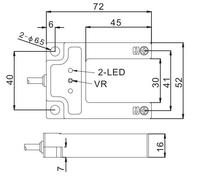 Sensor Fotoeléctrico de Proximidad Láser AKUSENSE de Doble Salida NPN/PNP 670nm, Tipo Horquilla, Ancho de Ranura 30mm, Protección IP65, Montaje con Tornillos