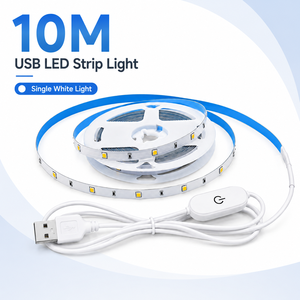 Tira de luces LED USB de 10M, cinta flexible blanca de 5000K con interruptor de encendido y apagado para uso en interiores - Product Image 1