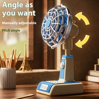 Ventilateur de table portable classique rétro, rechargeable par mini USB, avec moteur sans balais, commande tactile, trois vitesses, idéal pour le bureau, les étudiants et les dortoirs