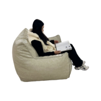 Fauteuil pouf en cuir PU, design japonais moderne, ensemble de lecture doux pour la maison