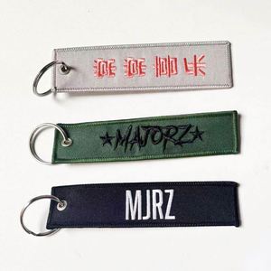 China Factory <b>Custom</b> Flight Embroidery Keychain Woven Key <b>Tag</b> With Your Own Logo - Product Image 4