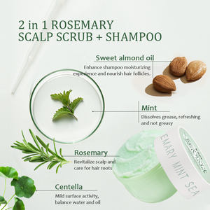 KOEC Biberiye Nane Deniz Tuzu Saç Derisi Peelingi Masaj Tarağı ile 2'si 1 Arada Saç Bakım Şampuanı Saç Derisi Temizleyici Saç Bakımı - Product Image 3