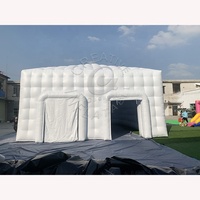 Portable grande tente de fête maison carré lumière LED Disco Bar blanc PVC gonflable Cube tente gonflable discothèque chapiteau