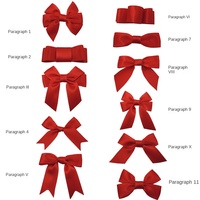 Noeuds papillon en polyester rouge faits à la main, accessoires de bricolage, style classique, emballage de 50 fleurs/sac, directement de l'usine