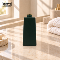 Bouteille de gel douche carrée de 500 ml, bouteille en plastique PE vert foncé, emballage personnalisé, soins personnels, pompe dorée, impression personnalisée