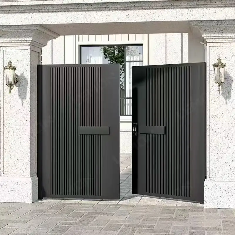 Villa lüks özel güvenlik giriş sürgülü Driveway alüminyum kapıları ferforje ana kapı tasarım