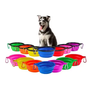 Bol pliable pour aliments et eau de haute qualité pour chien, portable avec crochet gratuit