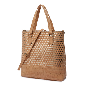 <span class=keywords><strong>Borsa</strong></span> Tote da donna in sughero testurizzato oro con taglio Laser geometrico da donna - Product Image 1