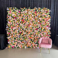 MoKtong Toile de fond murale en fleurs d'oranger 8ft x 8ft, enroulable 5D avec roses en soie réalistes et tournesols pour récolte d'automne, mariage et fête