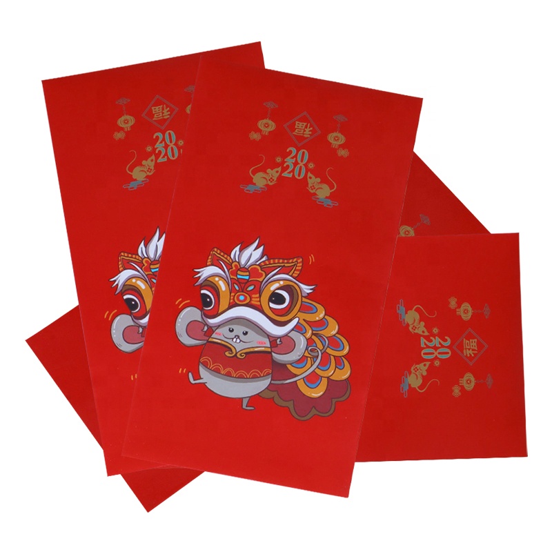 Роскошный сделанный на заказ Китайский новогодний традиционный красный пакет Lai See Hong Bao Ang Pow красный Карманный конверт