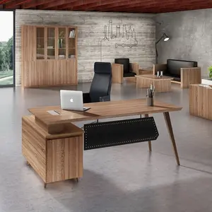 WESOME L形办公家具商用家具木腿行政办公桌钢现代私人办公室，行政空间