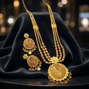 Wholesale 14K 18K 24K Micron Gold Filled Forming Long Necklaces Set Fashion Necklaces Traditional Floral Design Long Jewelry Set - Product Image 4