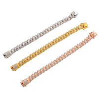 NL2023 Bracelet Hip Hop Géométrique Iced Out 13mm Plaqué Or Rose Chaîne Miami en Alliage de Zinc pour Anniversaires