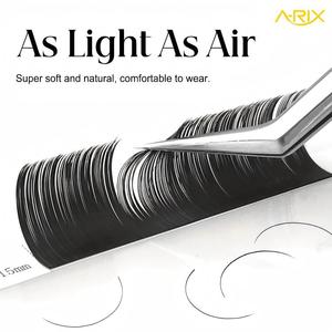 ขนตาปลอม A-RIX รุ่นพรีเมียม แบบแบน รูปทรงวงรี งอน L ปลายแยก สีเทาดำด้าน นุ่มพิเศษ ขนแคชเมียร์ สำหรับต่อขนตาแบบเส้นต่อเส้น ขายส่ง - Product Image 4