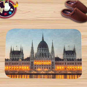 Tapis de porte rectangulaire en coton et lin de style européen, antidérapant, pour la maison, avec motif imprimé original - Product Image 4