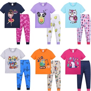 All'ingrosso 2 pezzi pantaloni a maniche corte <span class=keywords><strong>pigiama</strong></span> per bambini set ragazzo e ragazza cotone bambini pigiameria estate - Product Image 1
