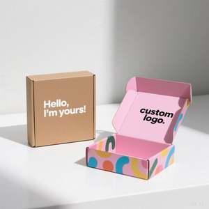 Wholesale Custom Flat Packed Premium Gift Packaging <b>Pink</b> Color Printing Eco Friendly Corrugated Paper Carton Mailing Boxes - Product Image 1