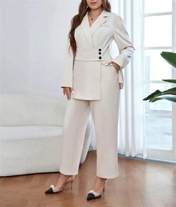 Uniformes de travail de bureau grande taille vestes de costume costumes pour femmes avec pantalon ensembles deux pièces professionnels de fête d'hôtel - Product Image 1