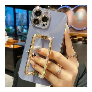 MAXUN Premium 6D Electroplating Gold Fashion Hybrid Phone Case Diamond with Holder for POCO M4 5g F3 GT K40 Gaming Edition Case