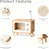 Table de chevet et armoire en bois Dongma pour chat avec coussin amovible et lavable, jouets pour chat universels toute l'année
