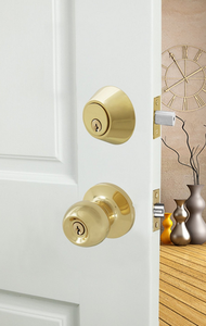 WEKIS Stainless Steel Bright Chrome Plated Cylindrical Tubular Knob Single Deadbolt Combination <b>Door</b> Lock Lockset 60mm Backset - Product Image 5