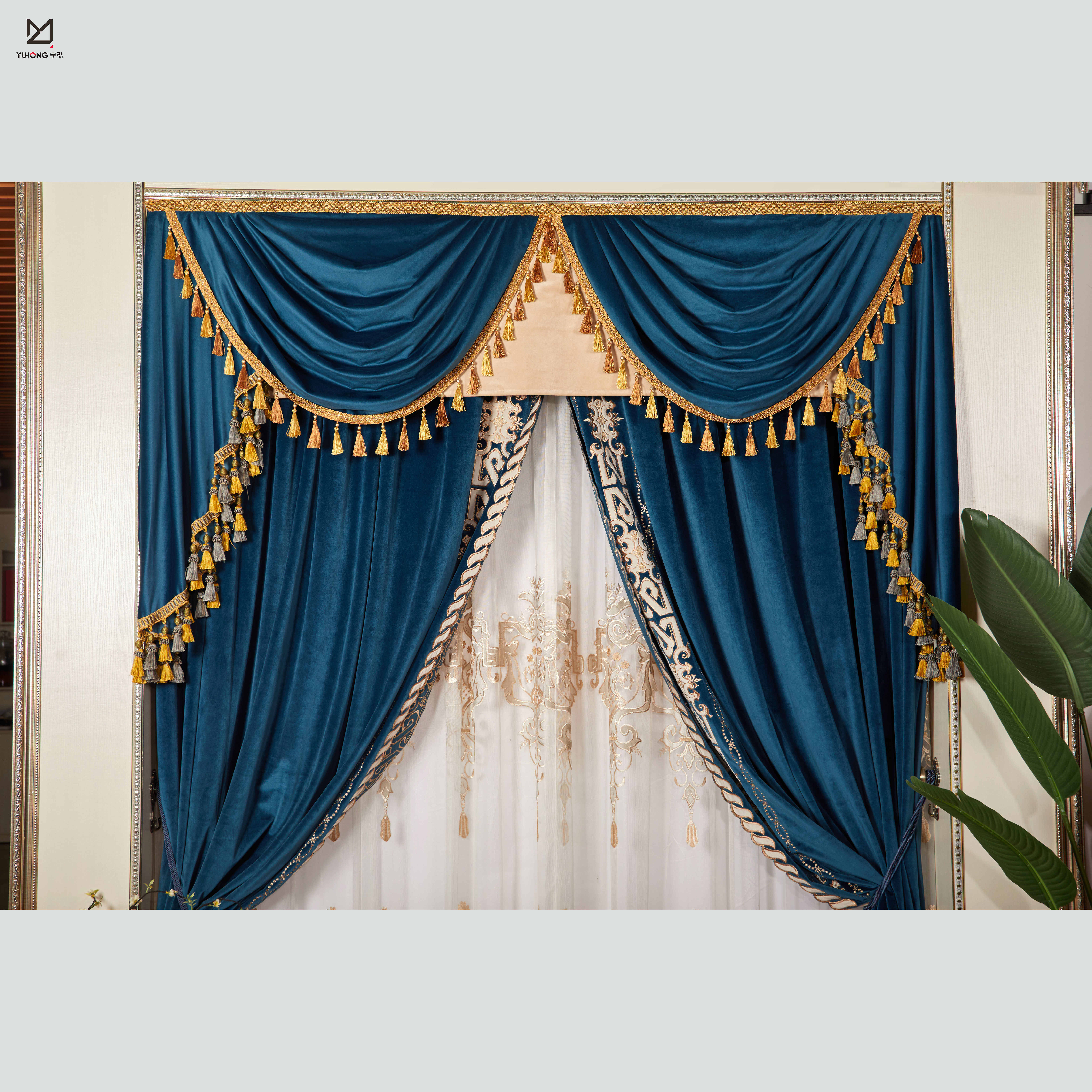 批发聚酯花卉手动窗帘为客厅 - buy curtains for the living room