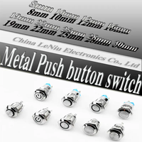 Bouton poussoir métallique ON/OFF avec connecteur et LED, 8mm/10mm/12mm/16mm/19mm/22mm/25mm/28mm/30mm, fabriqué en Chine