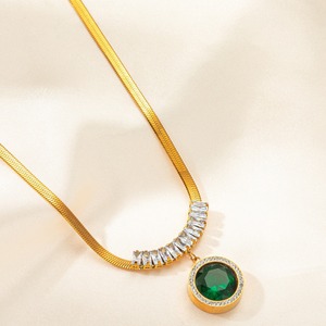 Juego de Joyería para Mujer al por Mayor, Chapado en Oro, Acero Inoxidable, Zirconia, Aretes Colgantes, Anillos Abiertos, Collar con Colgante Geométrico - Product Image 4