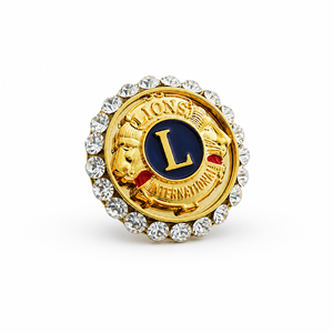 Distintivo Internazionale Lions Club Personalizzato di Alta Gamma, Ecologico, Placcato Oro, in Metallo con Smalto Morbido o Duro - Product Image 3