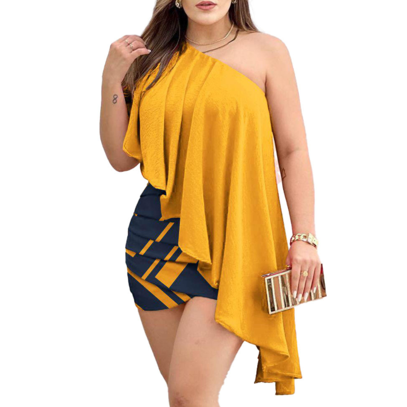 Женские платья без рукавов Мини вечернее платье 2023 Летние Повседневные платья модные сексуальные одно плечо с рюшами Асимметричные простые атласные платья