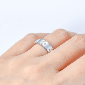 Chất Lượng Cao 925 Bạc 1.75Mm D Màu <span class=keywords><strong>Vvs1</strong></span> Vòng Moissanite Vòng Chunky Bốn Lá Clover Rộng Thời Trang Người Đàn Ông Của Và Phụ Nữ Nhẫn - Product Image 2