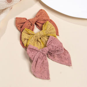<span class=keywords><strong>4</strong></span>英寸寓言蝴蝶结尼龙头带女婴刺绣Knotbow发夹学步头饰儿童发饰 - Product Image 5