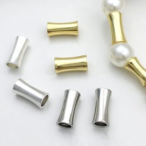 ลูกปัดทองแดงชุบทองเงินรูปทรงไม้ไผ่ขนาดกลางสำหรับทำเครื่องประดับ DIY - Product Image 3