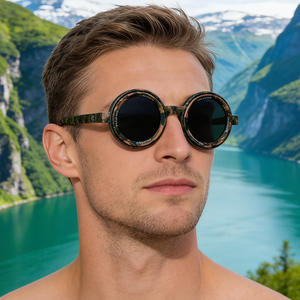 Gafas de sol polarizadas redondas XH-98357P-2 para hombre, protección UV400, visión nocturna, montura de PC, lentes TAC, color negro - Product Image 3