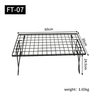 Table de camping pliable multifonctionnelle noire, table d'extérieur, table en métal