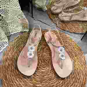 Nuevas Sandalias de Playa Planas con Decoración Floral para Mujer, Chanclas de Verano con Punta Abierta, Sandalias Casuales para Exteriores y la Playa, Venta al Por Mayor - Product Image 2